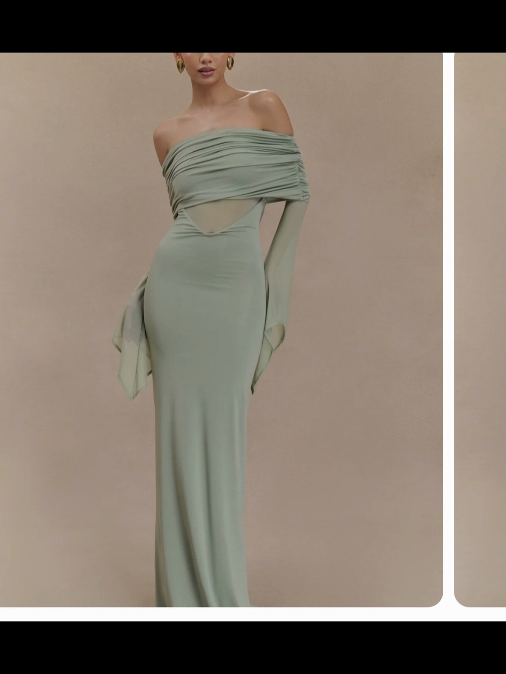 Meshki KAITLIN Soft Sage Off-Shoulder Dress - WORN ONCE